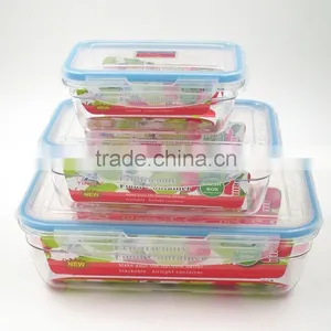 3pcs Transparent Rectangle Plastic Freezer Food Container thumbnail-1