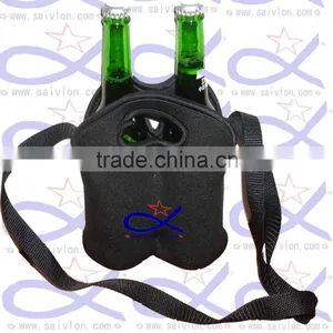 Custom Logo Two Pack Neoprene Beer Bottle Holder With Strap thumbnail-1