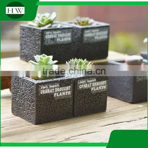 Wholesale Cheap Black Square Round Cup Shape Cement Garden Flower Pot thumbnail-3