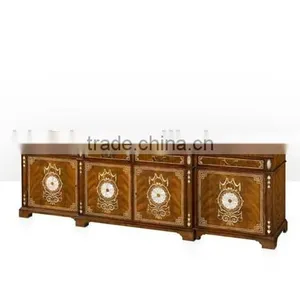 Vintage Royal Style tv Cabinet Castle Living Room Furniture Luxury Living Room Gilt Carved TV Stand thumbnail-1