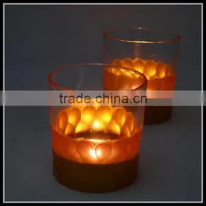 8 oz Hand Cut Gold Painted Glass Candle Holder thumbnail-2