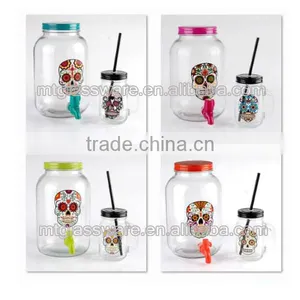 Holiday Decorative Halloween Glass Item/juice Use Glass Dispenser and 16oz Mason Jar thumbnail-6