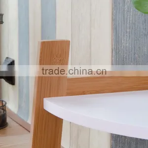 White Panel Modern Bamboo Corner Shelf for Display thumbnail-4