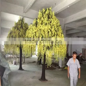 SJ201710030 China Manufacturer Artificial Yellow Pudding Flower Blossom Tree thumbnail-2