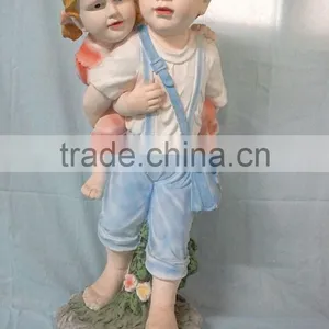 Garden Decor Reading Boy and Girl Fiberglass Statue thumbnail-1