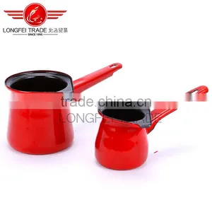 Hot Selling Red Enamel Ceramic Coffee Jug Coffee Pot With Long Handle thumbnail-2