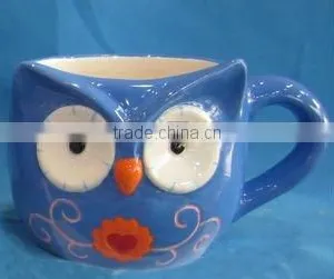 Ceramic Owl Mug,blue thumbnail-1