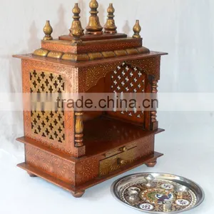 Hand Painted Copper Finish Mini Wooden Temple With 1 Drawer thumbnail-6