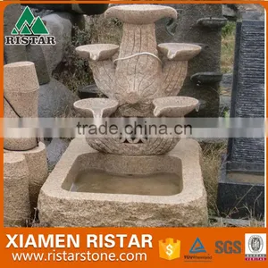 Outdoor Stone Fountain Garden Water Feature in Yellow Granite thumbnail-1