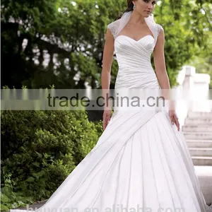 New Designer Ball Gown Long Tail Cap Sleeve Sexy Low Back Lace Wedding Dress thumbnail-1