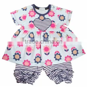 Pretty Little Girl Flower Printing Dress Kids Baby Bubble Cotton Rompers thumbnail-1