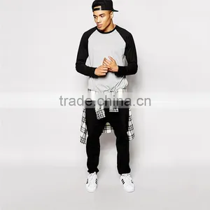 Mens Long Raglan T-shirt Long Sleeve T-shirt Wholesale thumbnail-4