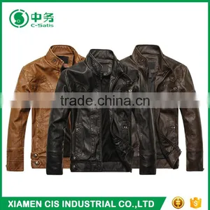 Top Quality Winter Windproof Man Black Faux Leather Motorcycle Jacket thumbnail-1