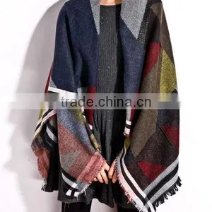 British Wind Spring Model Women Scarf Joint Colors Imitated Cashmere Material 135*145cm Female Cappa thumbnail-2
