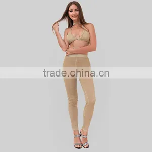 Runwaylover 078 Europe Style 2017 Ladies Sexy Beaded Crop Top And Tight Pants thumbnail-2