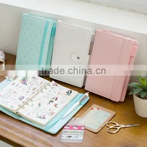 2017 Fashion Macaroon Candy Color A5./A6 PU Cover Planner With Clasp Button /elastic Band ,loose Leaf Organzier Agenda With Logo thumbnail-3