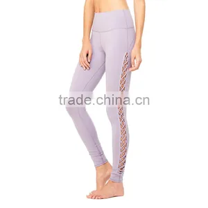Unique Side Lace-up Details Interlace Legging High Waist Women's Yoga Pants thumbnail-5
