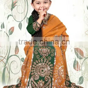 Hand Embroidery Kids Lehenga Sarees thumbnail-1