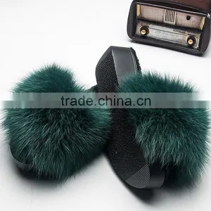 Fashionable 2017 Customized Size 100% Fox Fur Slippers for Ladies thumbnail-1