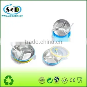 2015 Hot Selling New Round Stainless Steel Children Lunch Box With Divide thumbnail-1