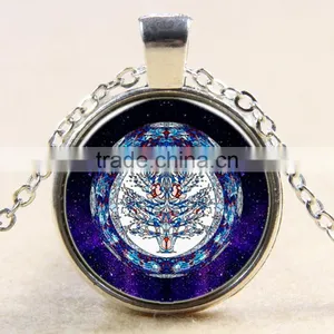 XP-TGN-LT-166 New Fashion Diy Image Gemstone Round Cabochon Family Tree Mandala Time Necklace In Alloy thumbnail-2