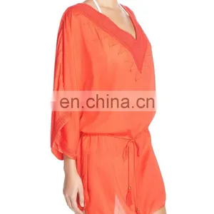 C104 Embroidered Cover-Up Tunic Beachwear thumbnail-2