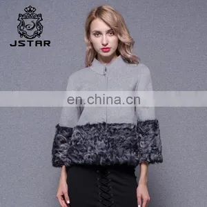 Double Cashmere Gray Color 7 Minutes of Sleeve Winter Coat Women thumbnail-1