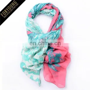 Flower Printed Polyester Scarf thumbnail-1