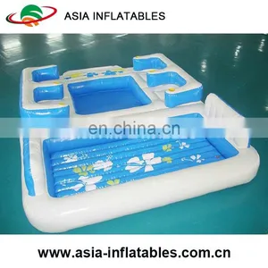 Customize Inflatable Outdoor Beach Island Inflatable Pool Lounge Float Island Inflatable Floating Bar With Tent thumbnail-1