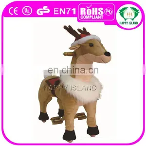 HI Hot Sale Plush Deer Rocking Horse Baby Walker With Wheels thumbnail-4