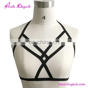 Fashionable Black Women Bra Harness Top Elastic Bralette Sexy thumbnail-4