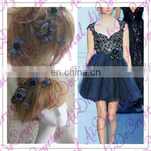 Aidocrystal Exquisite Deep Blue Artificial Flower Hair Pins Bridal Fascinators for Party thumbnail-4