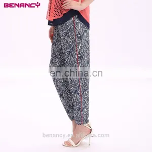 New Design Customized Leaf Print Casual Rayon Boho Harem Trouser Pants thumbnail-2