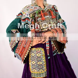 Afghan Traditional Belly Dance Costume Dress - Tribal Handmade Kuchi Dress-afghanistan Kuchi Ethnic Purple Tribal Dress thumbnail-6