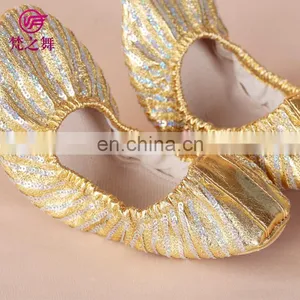 X-8053 Professional Gold Full Sequins Practice Soft Sole Belly Dance Shoes for Women thumbnail-1