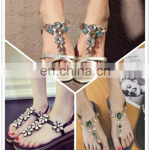 Hdt360 New Arrival Acrylic Rhinestone Metal Sandal Ornament Shoe Chain for Lady thumbnail-6