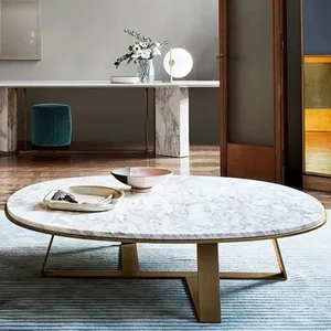 Solid Surface White Marble Coffee Table Convertible Coffee Table to Dining Tables for Furniture thumbnail-4