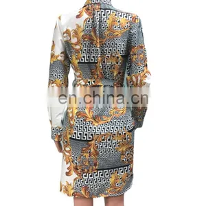 Print Waist Binding Casual Dresses Long Sleeve Dresses thumbnail-6