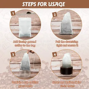 Not Dirty Cold Brewed Coffee Filter, Cold Brew One-time Cold Brewed Coffee Filter Bag - 120 Package, With Rope, Mesh Bag Cold Brew, Apply Ice Coffee Machine thumbnail-4