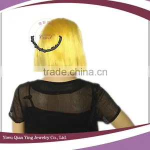 Cheap Short Yellow Straight Synthetic Bob Style Party Wigs thumbnail-3