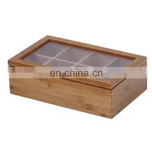 OEM Accept Customized Logo Glass Lid Wooden Tea Box thumbnail-3