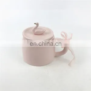 Custom Pink Square Swan Shaped Animal Ceramic Coffee Mug thumbnail-2
