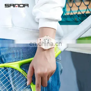 Sanda 6018 Casual Men Brand Quartz Wrist Watches Aanlog Luminous Resin Strap Water Resistant Fashion Men Hand Watch thumbnail-5