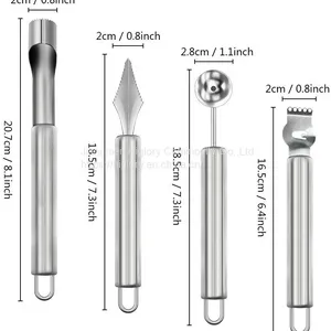 Stainless Steel 4-Piece Carving Knife Watermelon Cantaloupe Scoop for Cutting and Scooping thumbnail-5