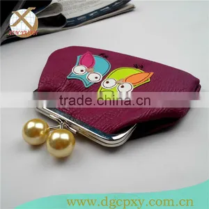 Yellow Pearl Kiss Lock Metal Frame PU Bags for Children thumbnail-1