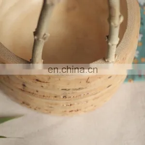 Luxury Wood Bowl Handmade Serving Tray Snack Food Fruit Wooden Dishes Plates Set for Dry Fruits Round Bamboo Root Hand Basket thumbnail-5