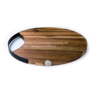 Custom/Wholesale Natural Wooden Round Cutting Board With Hanging Hole Butcher Charcuterie Serving Acacia Wood Chopping Block thumbnail-4