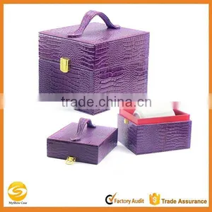 High Quality Purple Faux Leather Jewelry Display Case for Sale,purple Crocodile Leather Jewelry Box,make Jewelry Display Case thumbnail-1