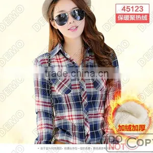 Fashion Casual Yarn-dyed Plaid Long-sleeve Ladies' Shirt thumbnail-5