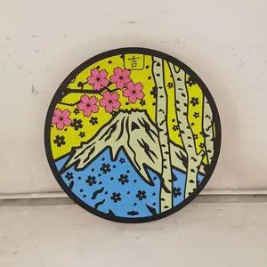 Customized Art Japanese Manhole Cover Painting Ductile Iron Copper Aluminum Relief Metal Ground Sculpture Boundary Post thumbnail-4